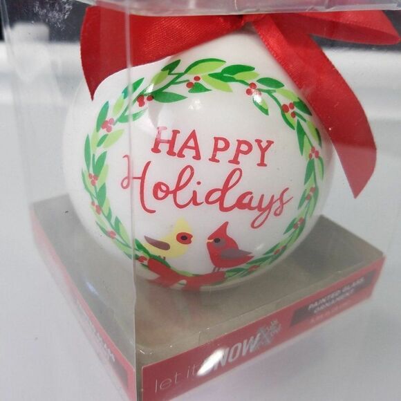 Happy Holidays Let It Snow Painted Glass Ornament - Picture 3 of 5
